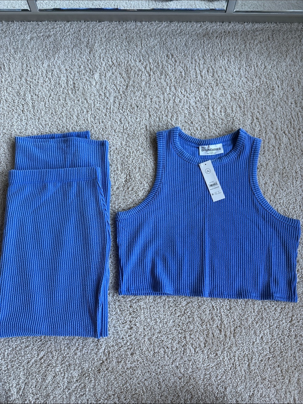 No Boundaries Ribbed Crop Tank and skirt Set - Royal Blue